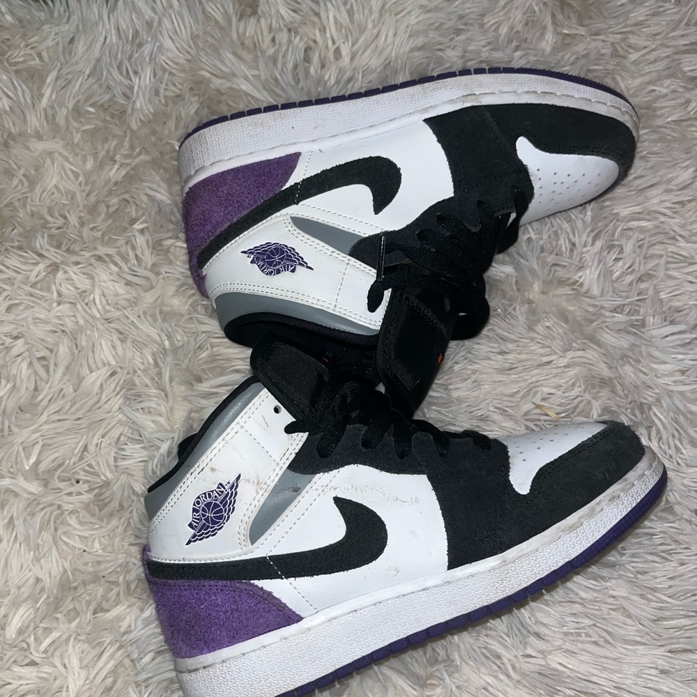 Black and Purple High-Top Sneakers